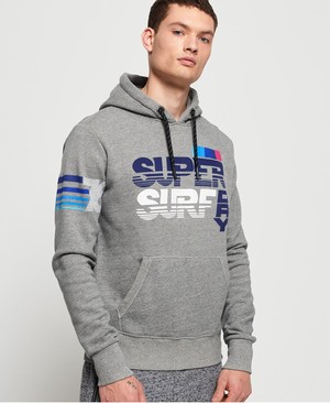 Superdry Super Surf Férfi Kapucnis Pulóver Piros/Szürke | GEXCM6107